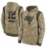 Men's Tampa Bay Buccaneers #12 Tom Brady Camo 2021 Salute To Service Therma Performance Pullover Hoodie