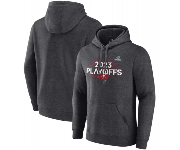 Men's Tampa Bay Buccaneers Heather Charcoal 2023 Playoffs Fleece Pullover Hoodie