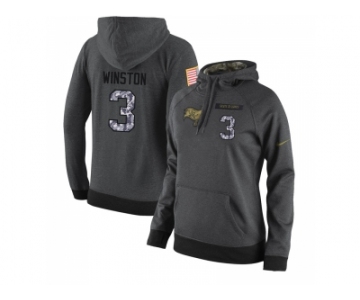 NFL Women's Nike Tampa Bay Buccaneers #3 Jameis Winston Stitched Black Anthracite Salute to Service Player Performance Hoodie