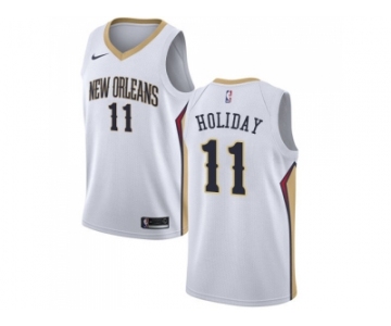 Men Nike New Orleans Pelicans #11 Jrue Holiday White NBA Swingman Association Edition Jersey