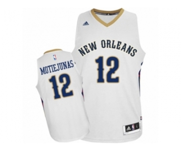 Men's Adidas New Orleans Pelicans #12 Donatas Motiejunas Swingman White Home NBA Jersey