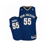 Men's Adidas New Orleans Pelicans #55 E'Twaun Moore Authentic Navy Blue Road NBA Jersey