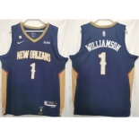 Men's New Orleans Pelicans #1 Zion Williamson Navy Stitched Basketball Jersey