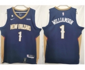 Men's New Orleans Pelicans #1 Zion Williamson Navy Stitched Basketball Jersey