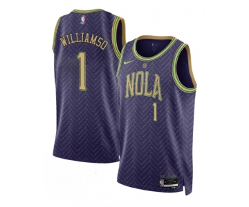 Men's New Orleans Pelicans #1 Zion Williamson Purple 2024-25 City Ediiton Stitched Basketball Jersey