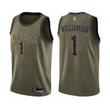 Men's New Orleans Pelicans #1 Zion Williamson Swingman Green Salute to Service Basketball Jersey