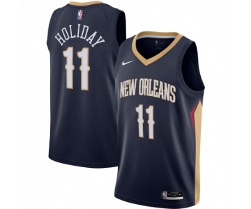 Men's New Orleans Pelicans #11 Jrue Holiday Nike Navy 2020-21 Swingman Jersey