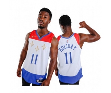 Men's New Orleans Pelicans #11 Jrue Holiday White City Edition New Uniform 2020-21 Stitched Basketball Jersey