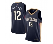 Men's New Orleans Pelicans #12 Antonio Reeves Navy 2024 Draft Icon Edition Stitched Basketball Jersey