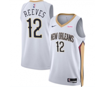 Men's New Orleans Pelicans #12 Antonio Reeves White 2024 Draft Association Edition Stitched Basketball Jersey