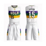 Men's New Orleans Pelicans #15 Frank Jackson Swingman White Basketball Suit Jersey - City Edition