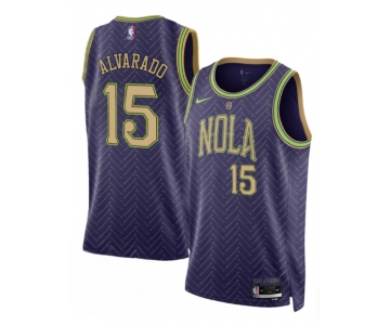 Men's New Orleans Pelicans #15 Jose Alvarado Purple 2024-25 City Ediiton Stitched Basketball Jersey