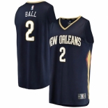 Men's New Orleans Pelicans #2 Lonzo Ball Fanatics Branded Navy 2020-21 Fast Break Player Jersey