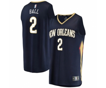 Men's New Orleans Pelicans #2 Lonzo Ball Fanatics Branded Navy 2020-21 Fast Break Player Jersey