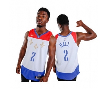 Men's New Orleans Pelicans #2 Lonzo Ball White City Edition New Uniform 2020-21 Stitched Basketball Jersey