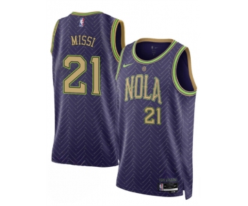 Men's New Orleans Pelicans #21 Yves Missi Purple 2024-25 City Ediiton Stitched Basketball Jersey