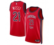 Men's New Orleans Pelicans #21 Yves Missi Red 2024 Draft Statement Edition Stitched Basketball Jersey