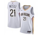 Men's New Orleans Pelicans #21 Yves Missi White 2024 Draft Association Edition Stitched Basketball Jersey