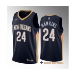 Men's New Orleans Pelicans #24 Jordan Hawkins Navy 2023 Draft Icon Edition Stitched Basketball Jersey