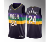 Men's New Orleans Pelicans #24 Jordan Hawkins Purple 2023 Draft City Edition Stitched Basketball Jersey