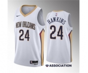 Men's New Orleans Pelicans #24 Jordan Hawkins White 2023 Draft Association Edition Stitched Basketball Jersey