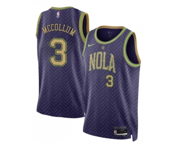 Men's New Orleans Pelicans #3 CJ McCollum Purple 2024-25 City Ediiton Stitched Basketball Jersey