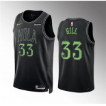 Men's New Orleans Pelicans #33 Malcolm Hill Black City Edition Stitched Basketball Jersey