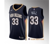 Men's New Orleans Pelicans #33 Malcolm Hill Navy Icon Edition Stitched Basketball Jersey