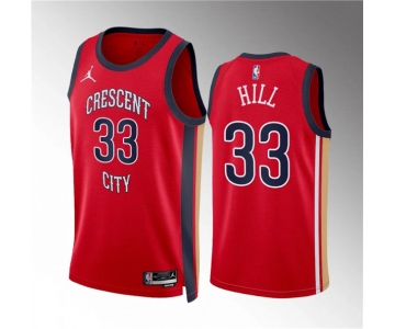 Men's New Orleans Pelicans #33 Malcolm Hill Red Statement Edition Stitched Basketball Jersey