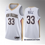 Men's New Orleans Pelicans #33 Malcolm Hill White Association Edition Stitched Basketball Jersey