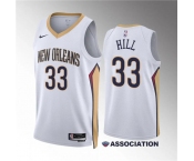 Men's New Orleans Pelicans #33 Malcolm Hill White Association Edition Stitched Basketball Jersey