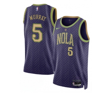 Men's New Orleans Pelicans #5 Dejounte Murray Purple 2024-25 City Ediiton Stitched Basketball Jersey