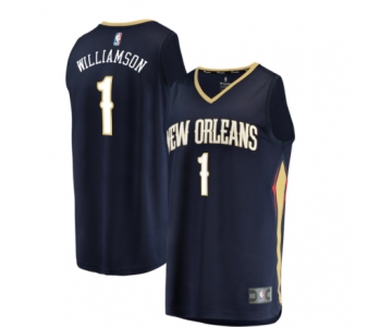 Men's New Orleans Pelicans#1 Zion Williamson Swingman Navy Blue Road Basketball Jersey - Icon Edition