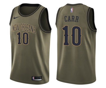 Men's Nike New Orleans Pelicans #10 Tony Carr Swingman Green Salute to Service NBA Jersey