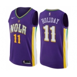 Men's Nike New Orleans Pelicans #11 Jrue Holiday Swingman Purple NBA Jersey - City Edition