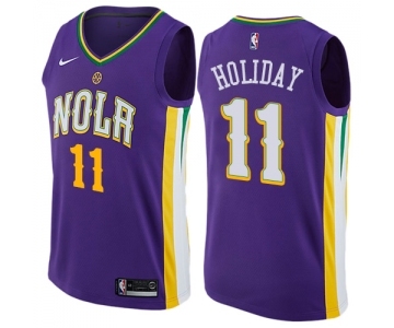 Men's Nike New Orleans Pelicans #11 Jrue Holiday Swingman Purple NBA Jersey - City Edition