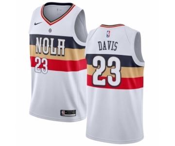 Men's Nike New Orleans Pelicans #23 Anthony Davis White Swingman Jersey - Earned Edition