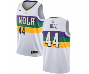 Men's Nike New Orleans Pelicans #44 Solomon Hill Swingman White NBA Jersey - City Edition