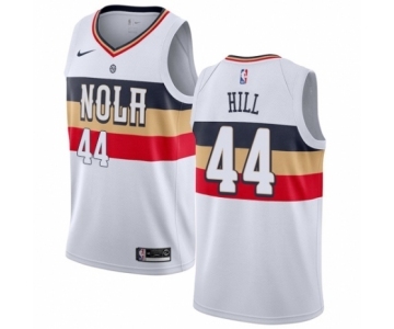 Men's Nike New Orleans Pelicans #44 Solomon Hill White Swingman Jersey - Earned Edition