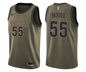 Men's Nike New Orleans Pelicans #55 E'Twaun Moore Swingman Green Salute to Service NBA Jersey