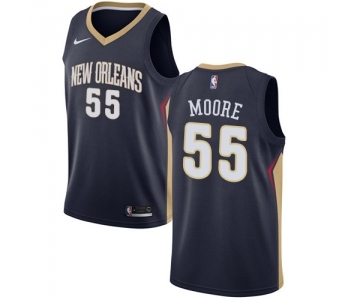 Men's Nike New Orleans Pelicans #55 E'Twaun Moore Swingman Navy Blue Road NBA Jersey - Icon Edition