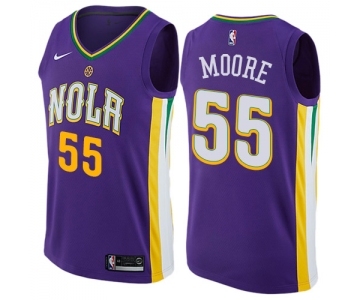 Men's Nike New Orleans Pelicans #55 E'Twaun Moore Swingman Purple NBA Jersey - City Edition