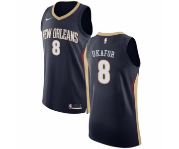 Men's Nike New Orleans Pelicans #8 Jahlil Okafor Authentic Navy Blue NBA Jersey - Icon Edition