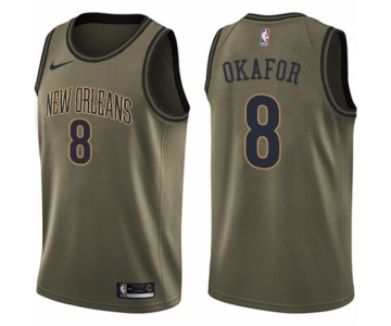 Men's Nike New Orleans Pelicans #8 Jahlil Okafor Swingman Green Salute to Service NBA Jersey