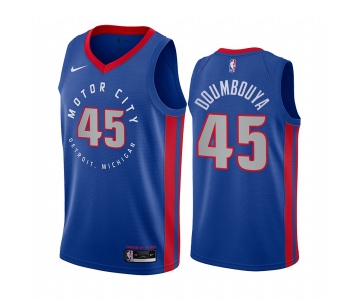 Nike Pistons #45 Sekou Doumbouya Blue NBA Swingman 2020-21 City Edition Jersey