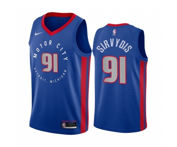 Nike Pistons #91 Deividas Sirvydis Blue NBA Swingman 2020-21 City Edition Jersey