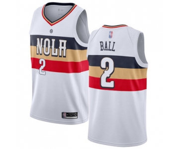 Pelicans #2 Lonzo Ball White Basketball Swingman Earned Edition Jersey