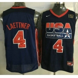 1992 Olympics Team USA #4 Christian Laettner Navy Blue Swingman Jersey