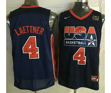 1992 Olympics Team USA #4 Christian Laettner Navy Blue Swingman Jersey