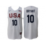 Men Nike Rio 2016 Olympics USA Dream Team #10 Kobe Bryant Home White Commemorate Basketball Jersey